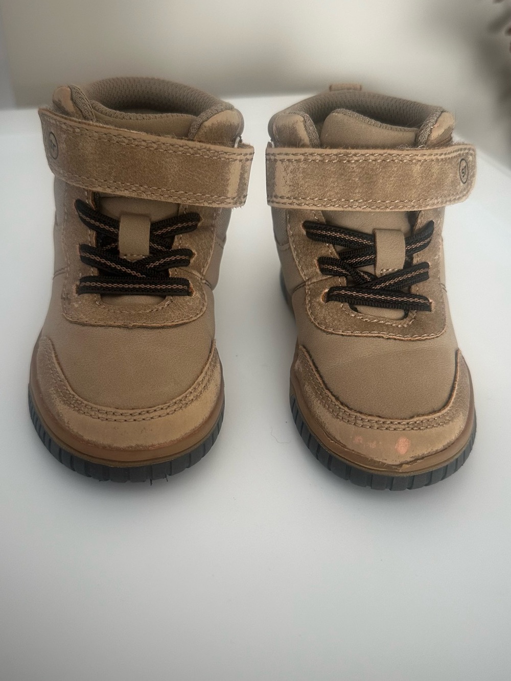 Stride Rite Tan and Black Toddler High-Top Boots